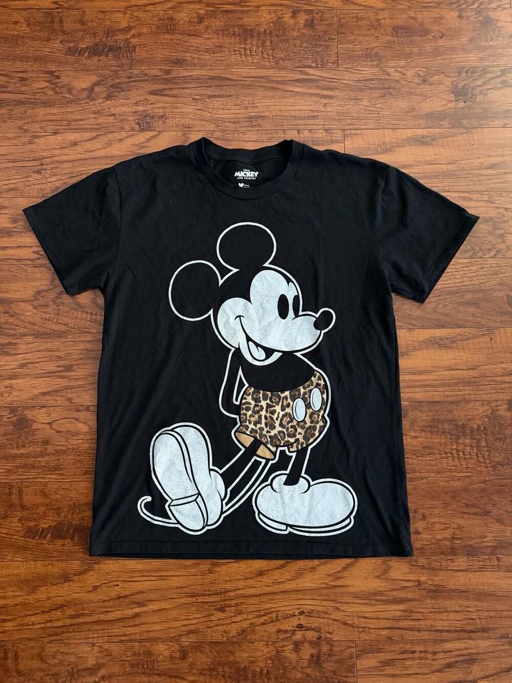 Disney Mickey and Friends Graphic T-Shirt with Leopard Print Shorts